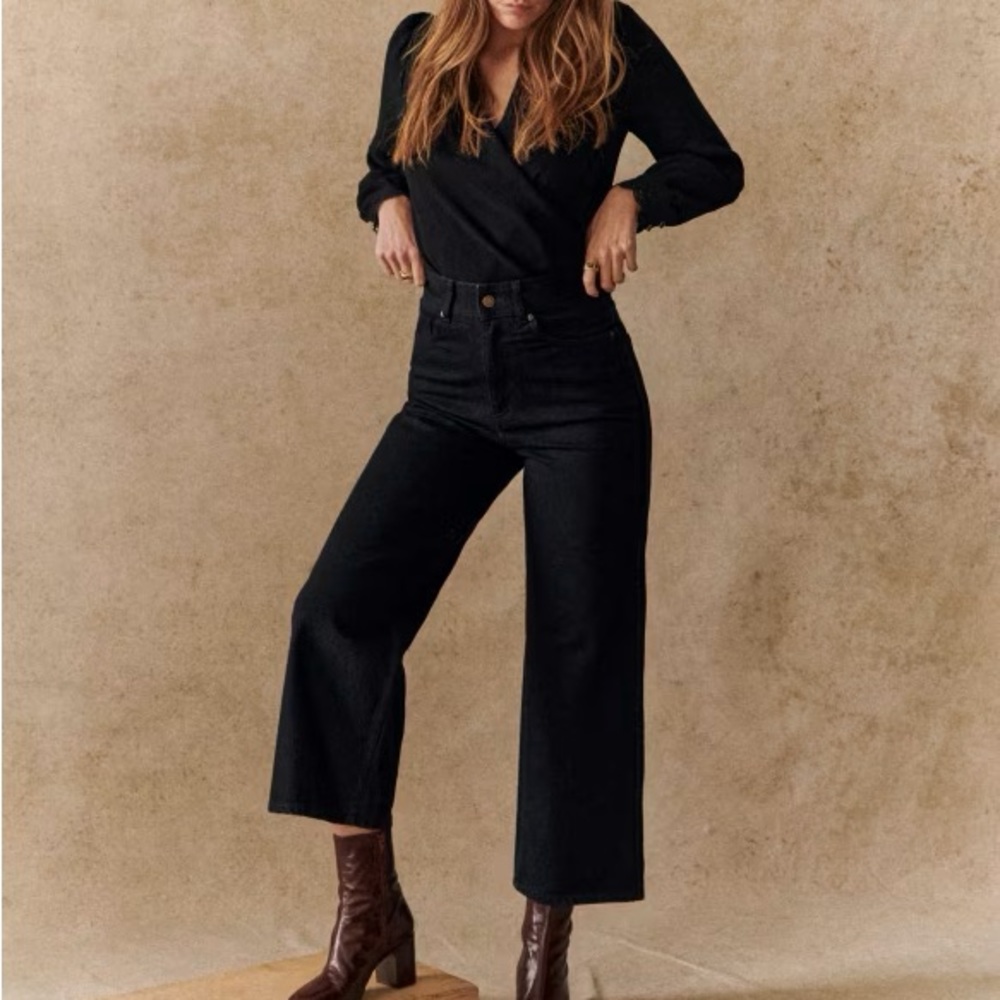 Sezane le Crop Black Jeans, US size 12, FR size 44